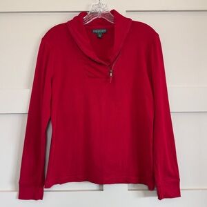 Lauren Ralph Lauren Cowl Collar Long Sleeve Pullover Stretch Knit Red Women’s L